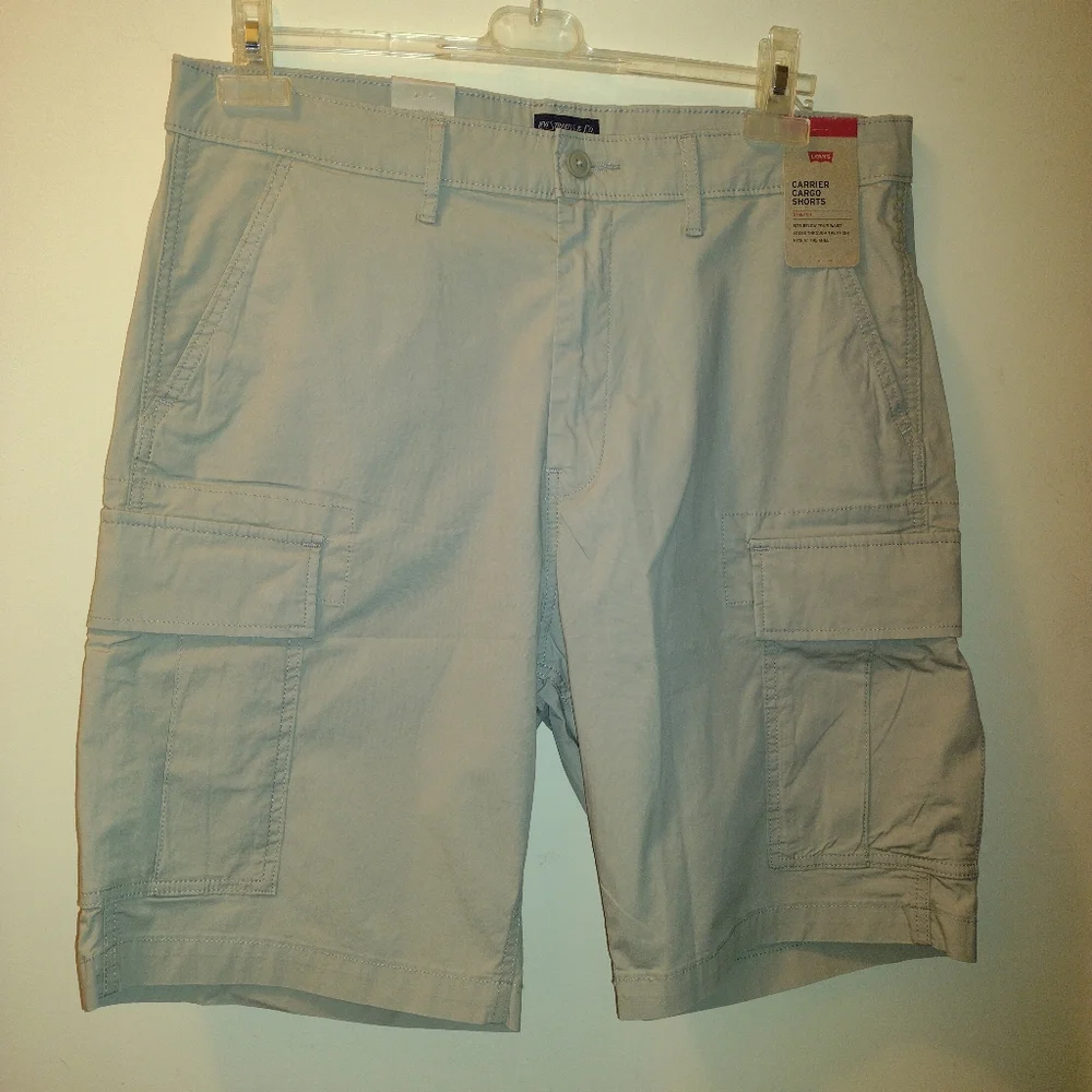 Levi's Carrier Cargo Shorts Men's 34-(36) Beige Loose Fit Stretch 10